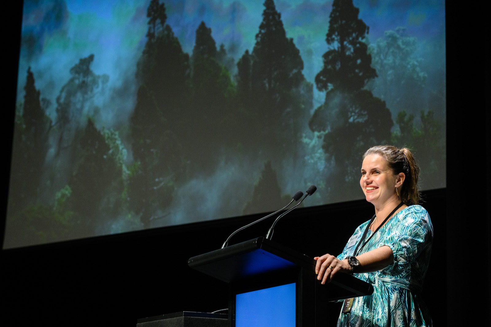 Nicola Toki speaking at the Forest & Bird centennial conference